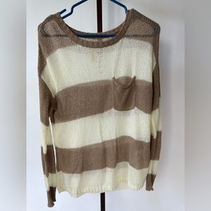 Levi’s Tan & White Striped Lightweight Sheer Sweater (Sz M)